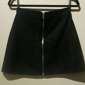 Forever 21 M Black Skirt Front Silver Zipper